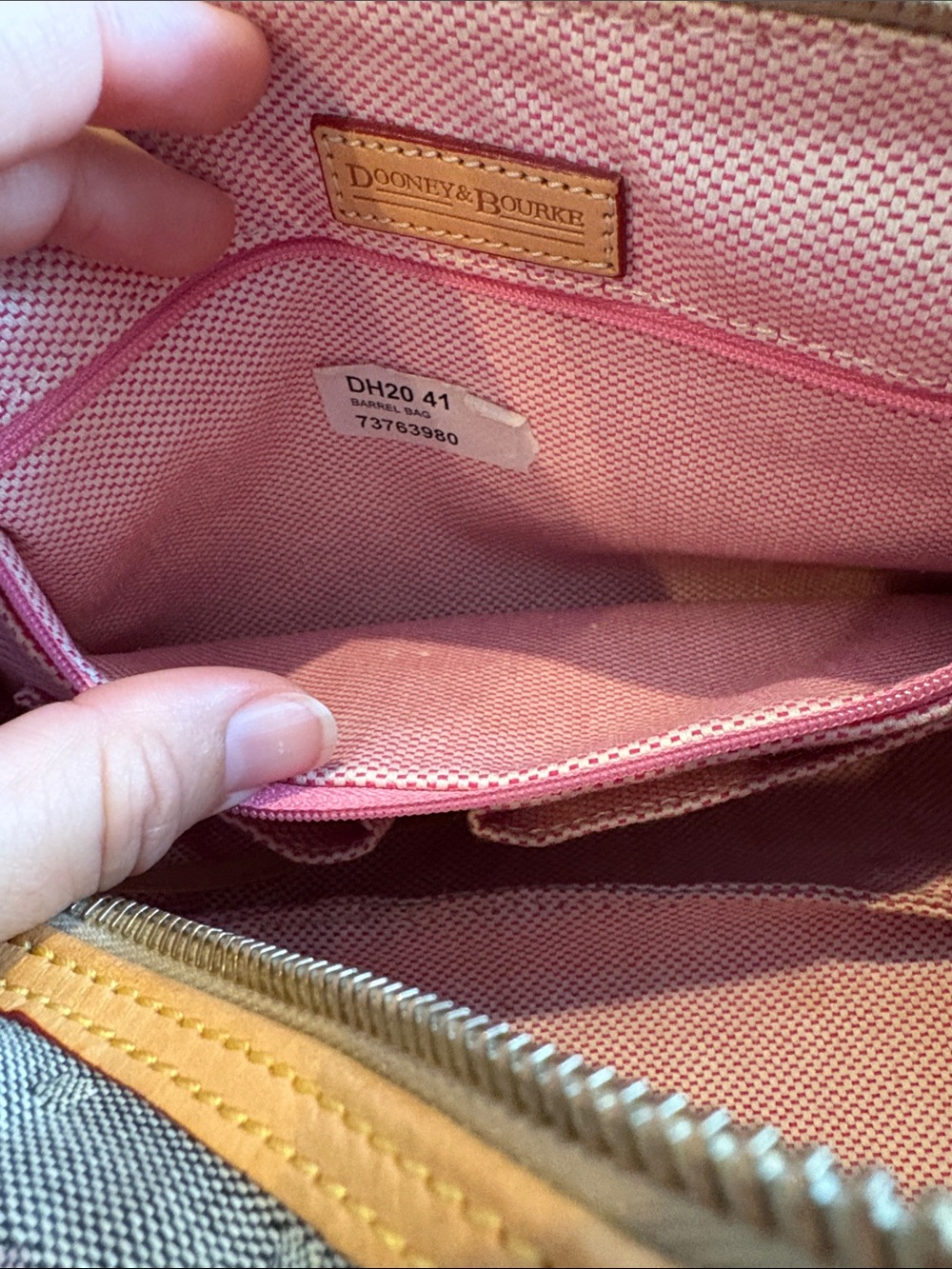 Dooney & Bourke Gray Signature Heart Barrel Satchel with Tan Trim - Picture 7 of 11